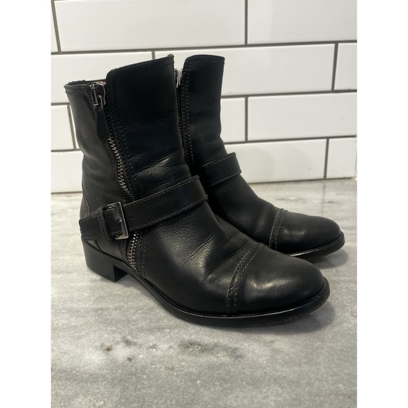 Miu Miu Womens Donna Leather Zip Up Belted Biker Ankle Boots Black Size 39 8.5 - Picture 6 of 14